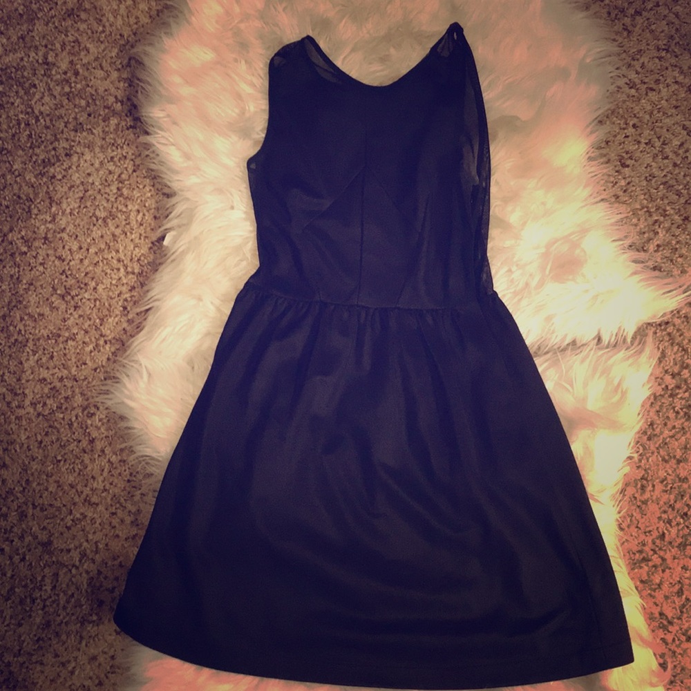 Black sheer back mini dress